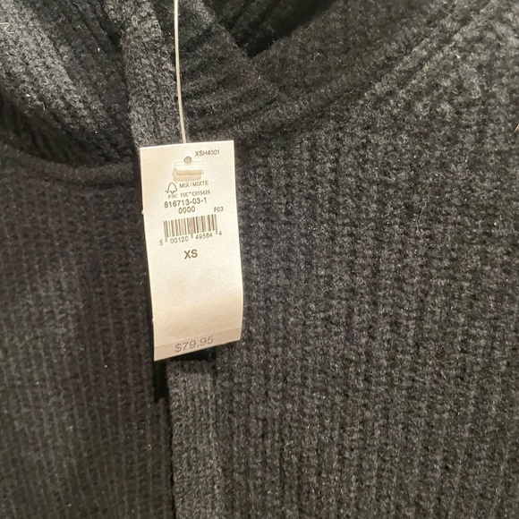 ❤️ GAP CASHSOFT BLACK SHAKER STITCH SWEATER HOODIE SIZE XS NEW - Picture 4 of 6